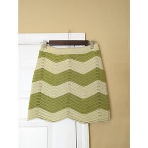 Reformation Yara Novelty Knit Organic Cotton Mini Skirt- Size Small- Green